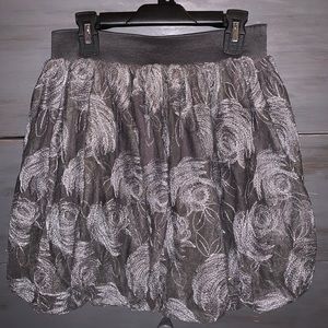 silver floral skirt
